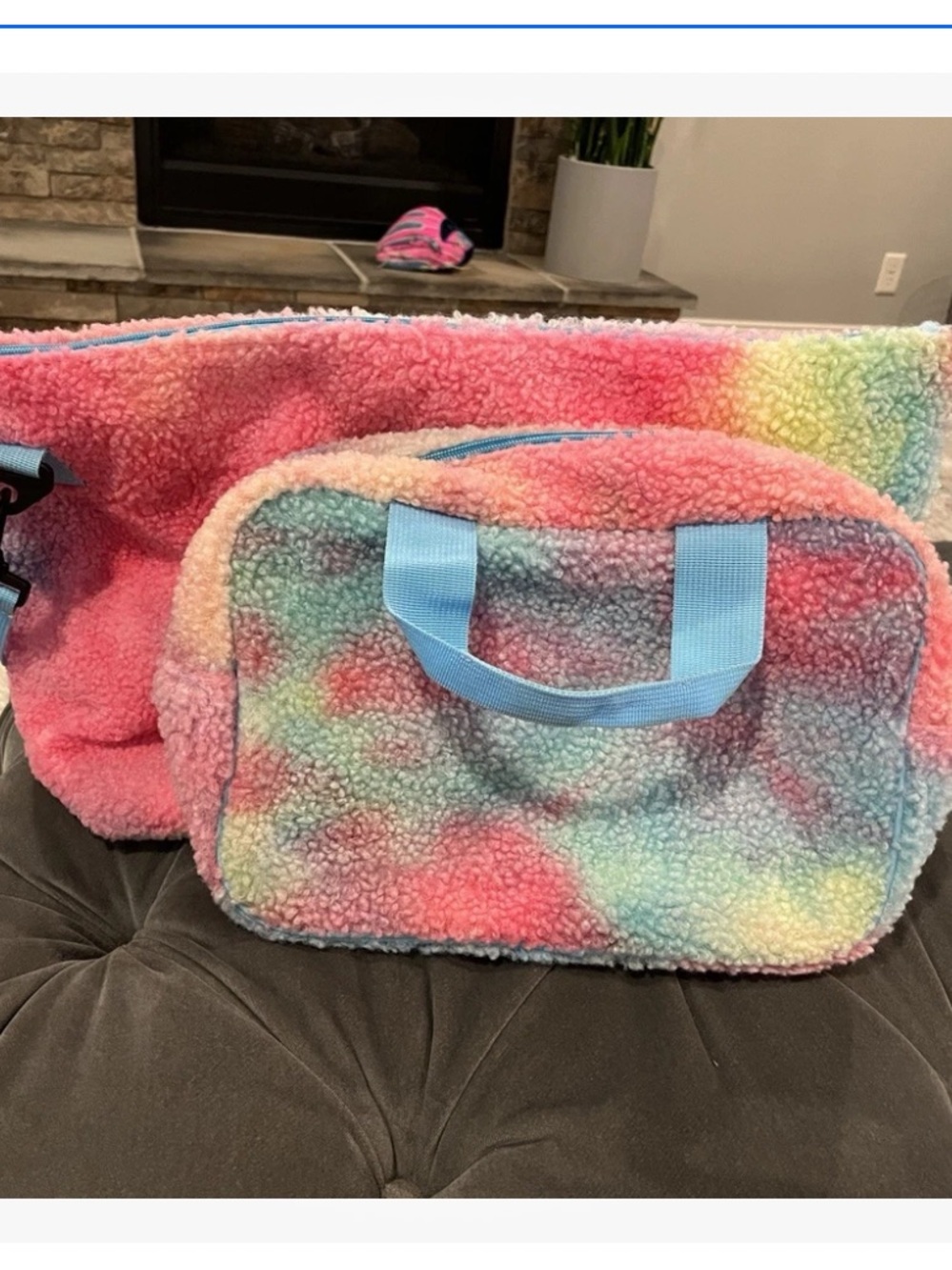 Iscream Rainbow Sherpa Overnight Duffel Bag & Cosmetic Bag